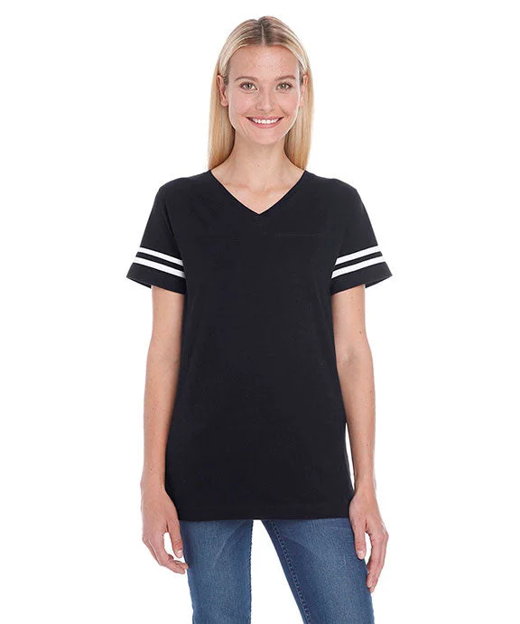 Lounge Chic 3537 - LAT Ladies Football T-Shirt | Black/White