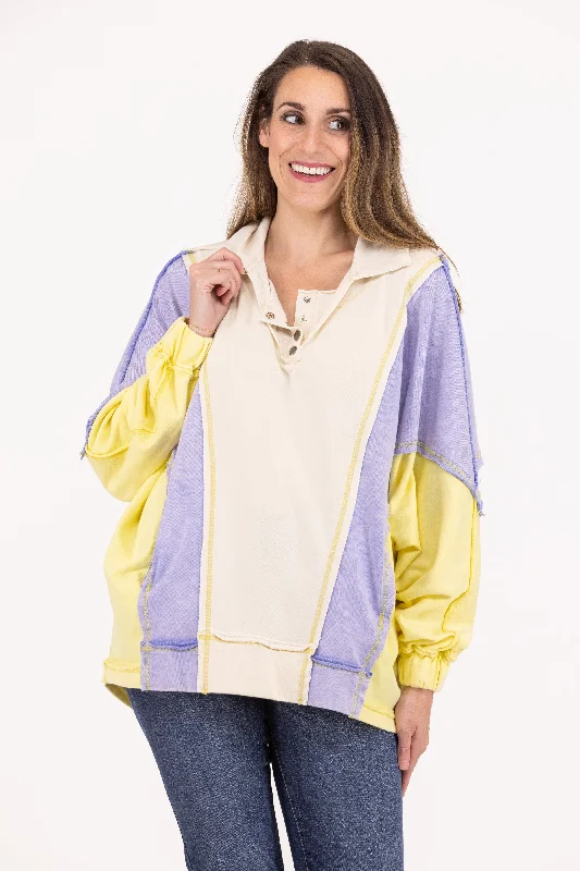 Elegant And Charming Positive Thoughts Women's Oversized Quarter Button Up Sweatshirt Elegant And Charming Positive Thoughts Women's Oversized Quarter Button Up Sweatshirt