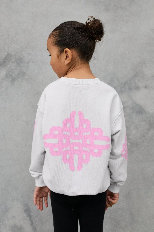 Casual And Comfortable JNR BLURRED GRAPHIC EMBLEM SWEATSHIRT - OFF WHITE/PINK