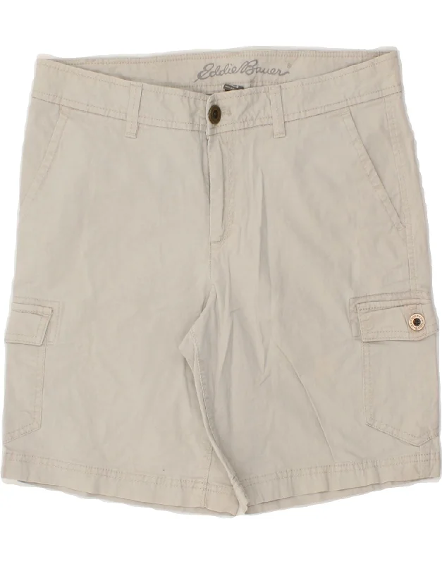 Soft Style EDDIE BAUER Womens Cargo Shorts US 6 Medium W30  Grey Cotton