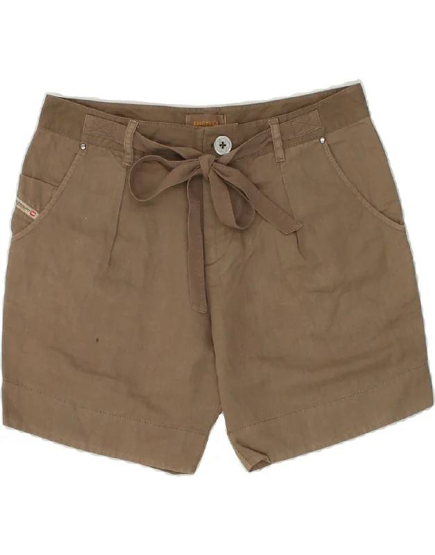 French Style DIESEL Womens Casual Shorts W25 XS Brown Linen