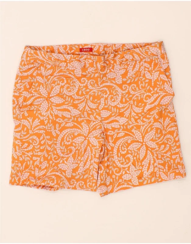 Short Design IZOD Womens Chino Shorts US 8 Medium W27 Orange Floral Cotton