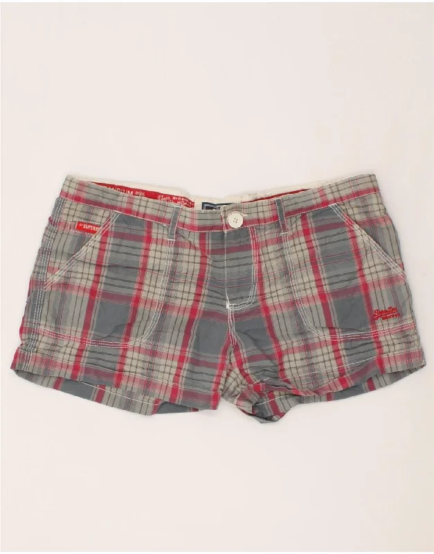 Relaxed Style SUPERDRY Womens Hot Pants Medium W34 Grey Check Cotton