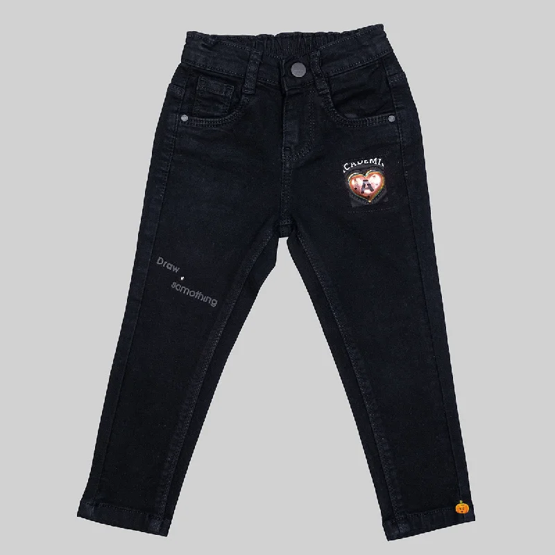 Casual Style Black Slim Fit Girl Jeans
