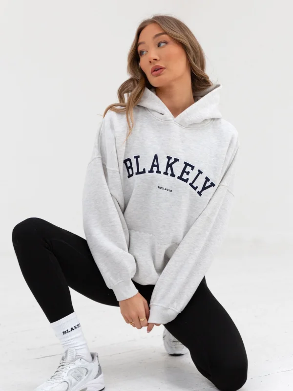 Quality Tailoring Varsity Oversized Hoodie - Marl White