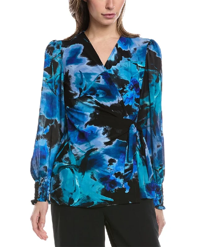 Denim Design Anne Klein Contrast Sleeve Wrap Top