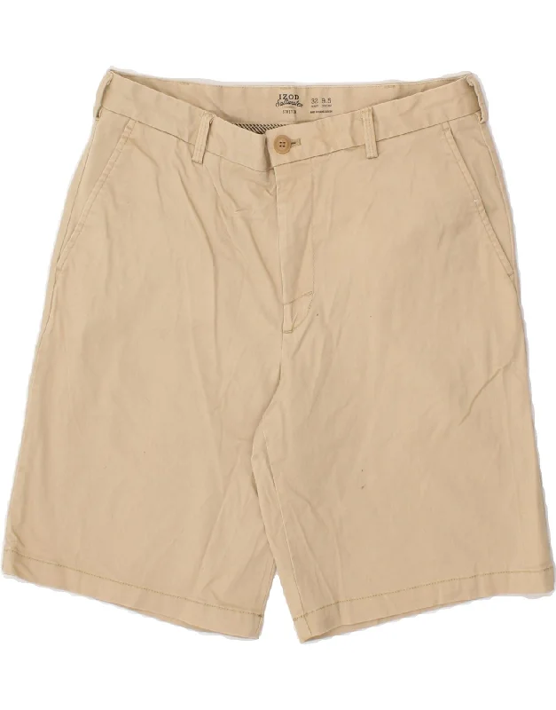 Breathable Style IZOD Womens Stretch Chino Shorts W32 Large Beige Cotton