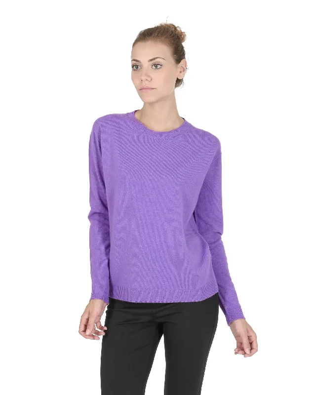 Floral Prints Crown of Edinburgh Cashmere Women's Premium Italian Cashmere Womens Sweater in Lavanda - 40 EU