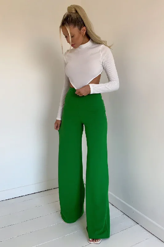 Fresh And Simple Sutton - Green High Waisted Wide Leg Trousers
