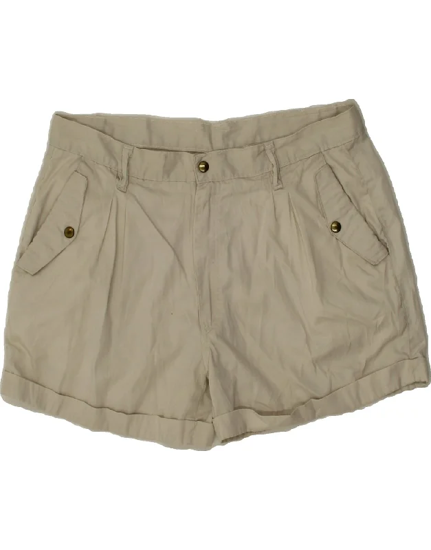 Retro Skirt Design VINTAGE Womens High Waist Chino Shorts IT 52 2XL W34 White