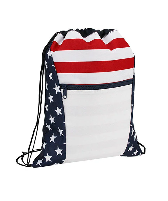 Fashion Expert OAD5050 - Liberty Bags OAD Americana Drawstring Bag | Red/White/Blue