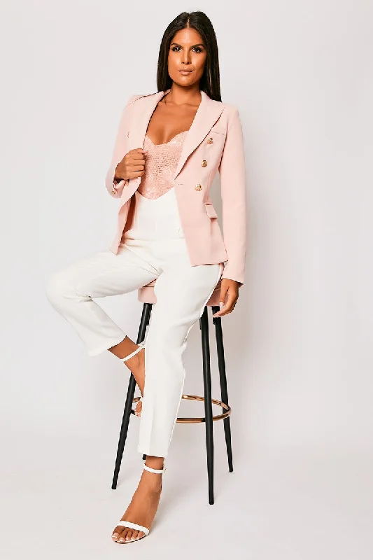 Spiritual Vitality Corrine - White Pleated High Waisted Tailored Trousers