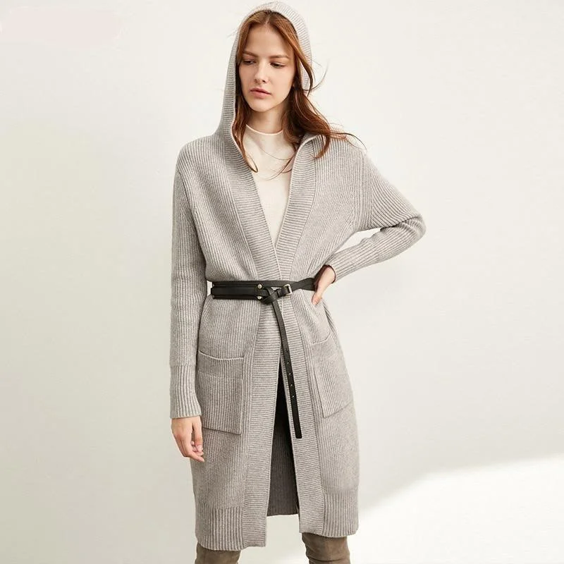 British Style Women Fashion New Loose Hat Long Knitted Minimalism Lazy Sweater Coat British Style Women Fashion New Loose Hat Long Knitted Minimalism Lazy Sweater Coat