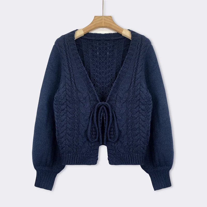 Tropical Style Autumn And Winter Thin Idle Style Outer Design Blouse Deep V-neck Top