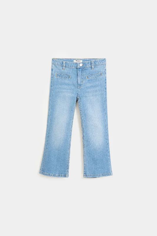 All-Day Wear Flared Denim With Bone Pockets