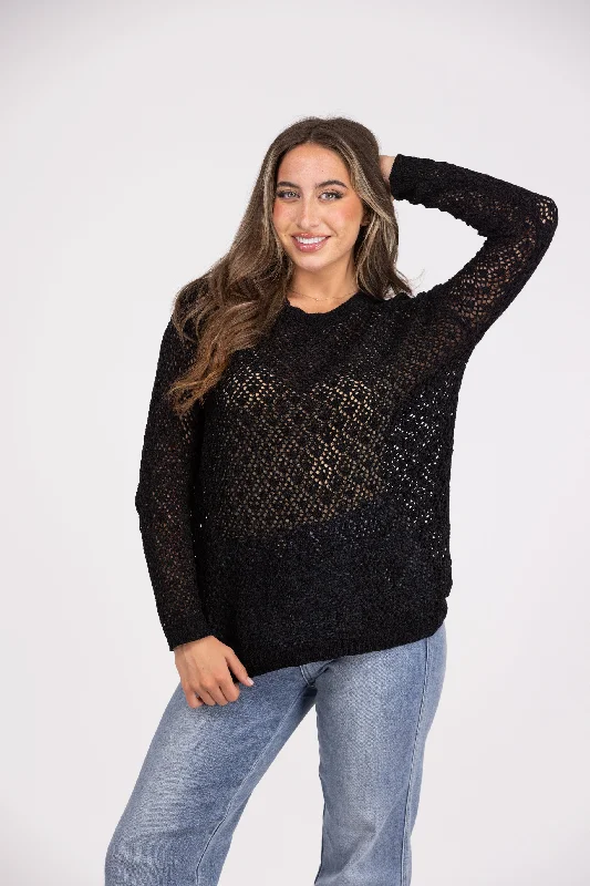 Comfortable And Versatile Floating in Empty Space Women's Sheer Diamond Sweater