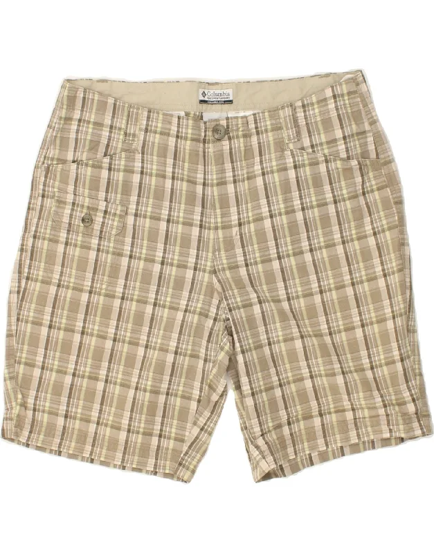 Casual Chic Wear COLUMBIA Womens Casual Shorts US 12 Large W34  Beige Check Cotton