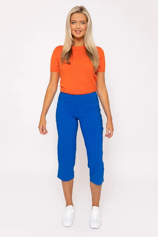 High Street Style Bengaline Crop Pants in Cobalt