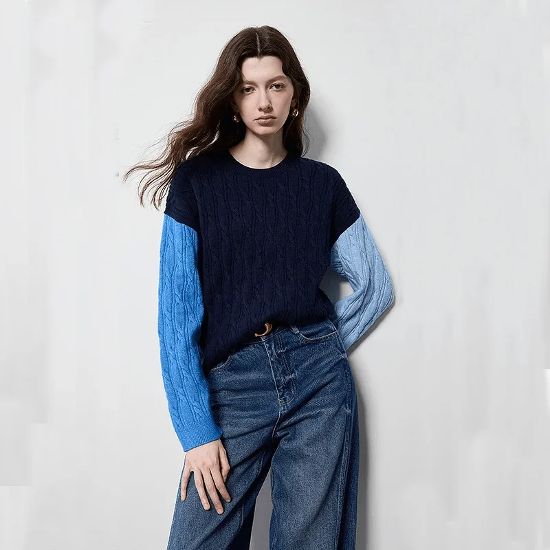 Noble And Elegant Women's Multi-Color Woolen Pullover Sweater – Trendy Round Neck Sweater for Autumn