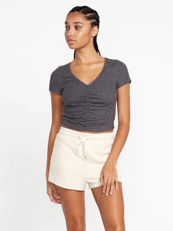 Fashion Touch Lived in Lounge Rib Short Sleeve Shirt - Black