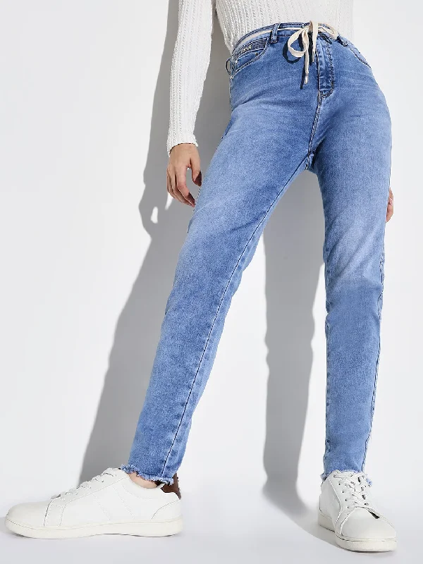 Sports Yoga Style Women Blue Slim Fit Jeans