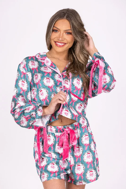 Urban Design Sense Wreaths of Merry Women's Long Sleeve Pajama Set