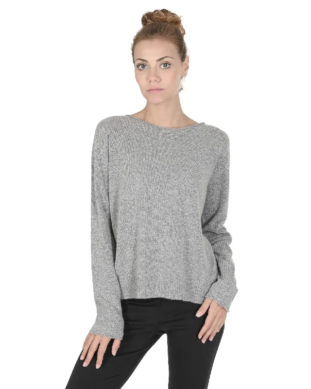 Comfortable Outfits Crown of Edinburgh Cashmere Women's Cashmere Boatneck Sweater for Women in Grigio Peltro - L Comfortable Outfits Crown of Edinburgh Cashmere Women's Cashmere Boatneck Sweater for Women in Grigio Peltro - L