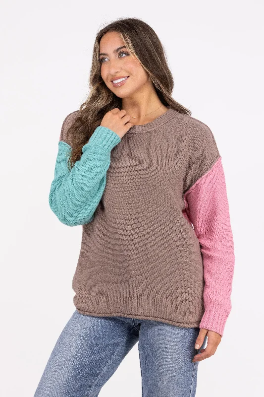 Outdoor Trend Driving Home Women's Color Block Sweater