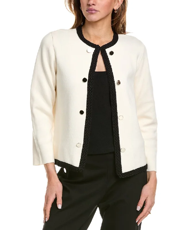 Loose Fit Anne Klein Braided Trim Cardigan