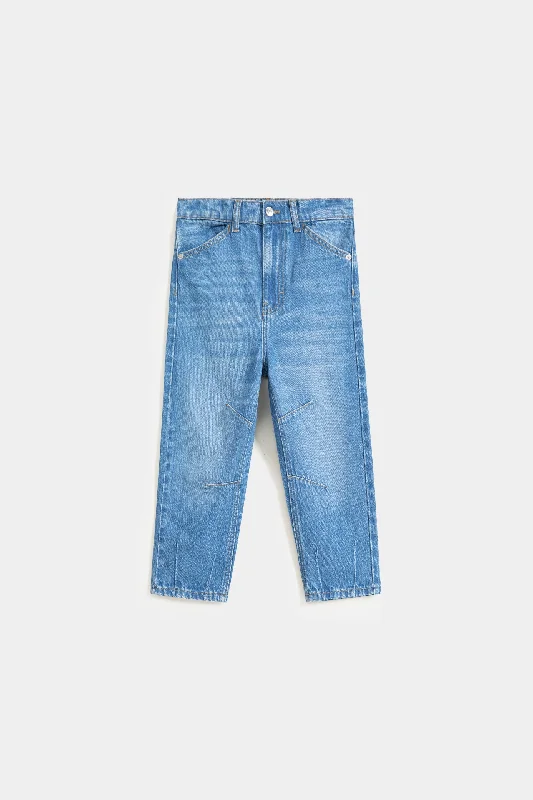 Comfortable Looks Balloon Fit Jeans With Cut & Sew Details