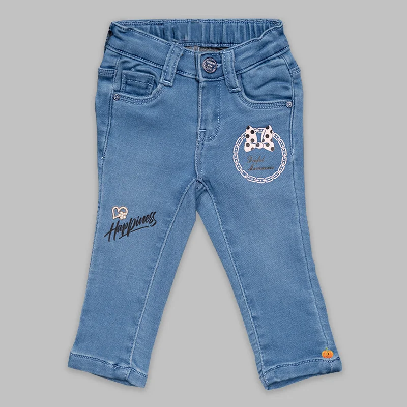 Fashion Pioneer Girls Jeans and Pants with Butterfly Print