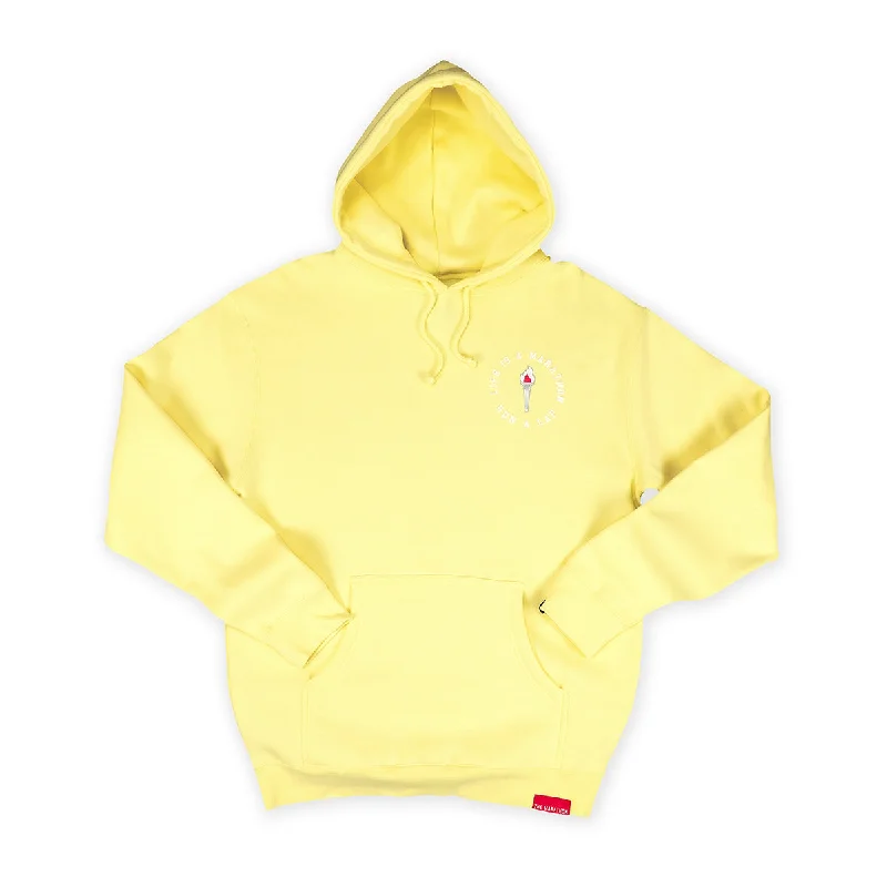Youthful Street Fashion Victory Torch Hoodie - Soft Yellow