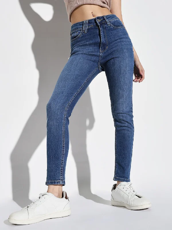 Comfortable Sweaters Women Blue Slim Fit Jeans