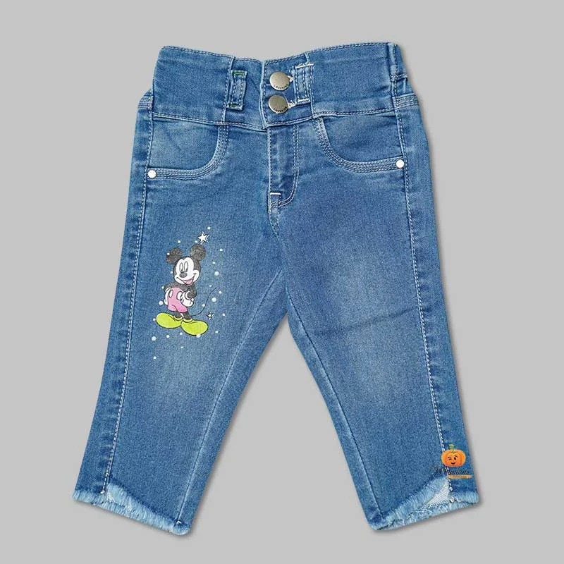 Style Design High Waist Jeans for Girls and Kids with Soft Fabric