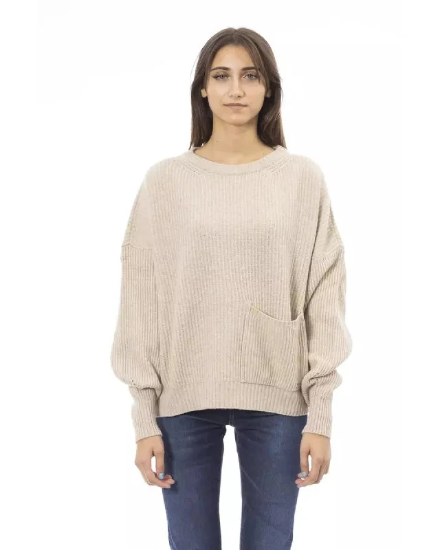 Noble Temperament Baldinini Trend Women's Beige Wool Sweater - L
