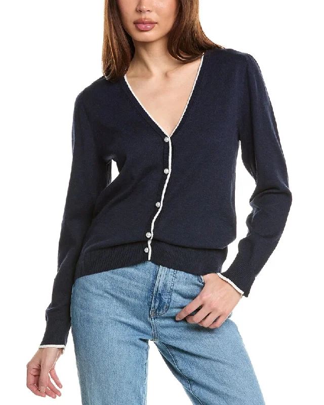 Lounge Wear Hannah Rose Pearl Button Trimmed Cashmere-Blend Cardigan