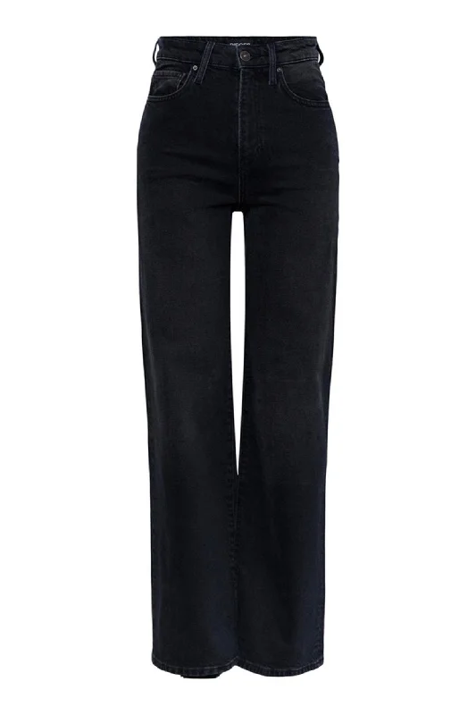 Ethnic Style Flikka High Waist Wide Jeans - Black Denim