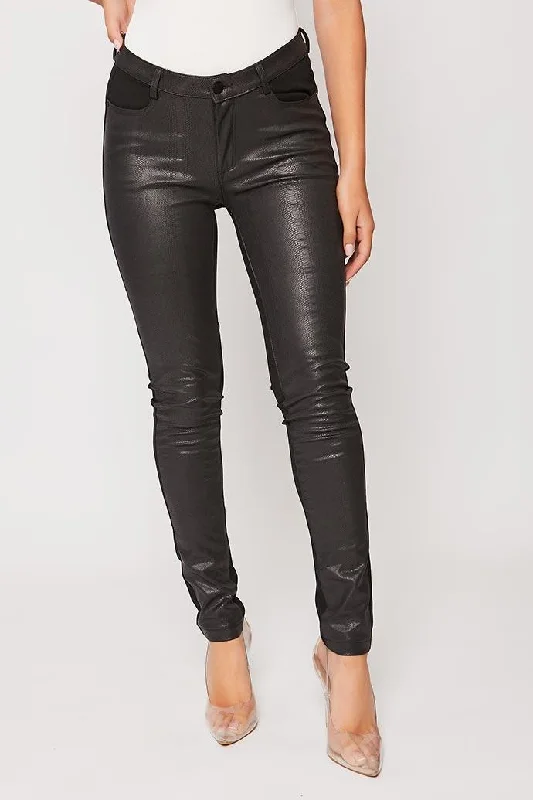 Soft Wear Rebel - High waisted Wax Black Skinny Jeans