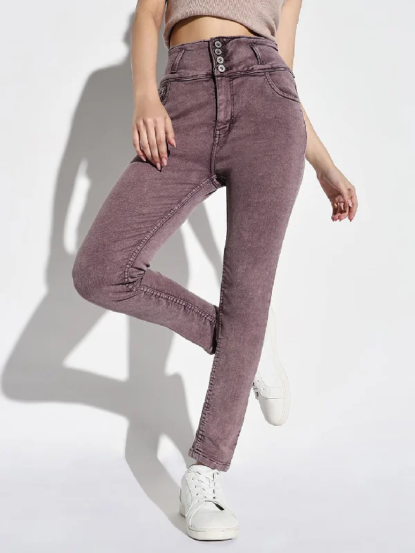 Chic Relaxation Women Purple Slim Fit Jeans