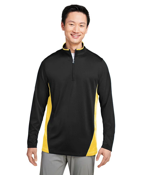 Celebrity Picks M786 - Harriton Mens Flash Snag Protection Plus IL Colorblock Quarter-Zip | Black/Sunray Yellow Celebrity Picks M786 - Harriton Mens Flash Snag Protection Plus IL Colorblock Quarter-Zip | Black/Sunray Yellow