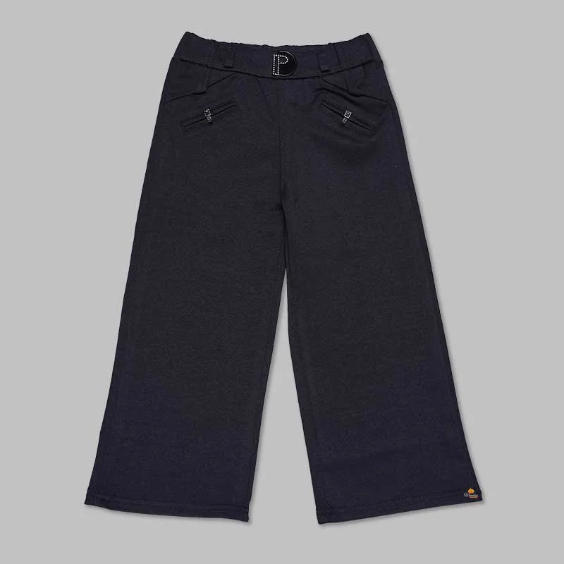 Relaxed Style Navy Blue & Black Jeans for Girls