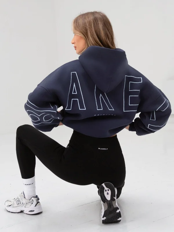 European And American Style Embroidered Isabel Oversized Hoodie - Soft Blue