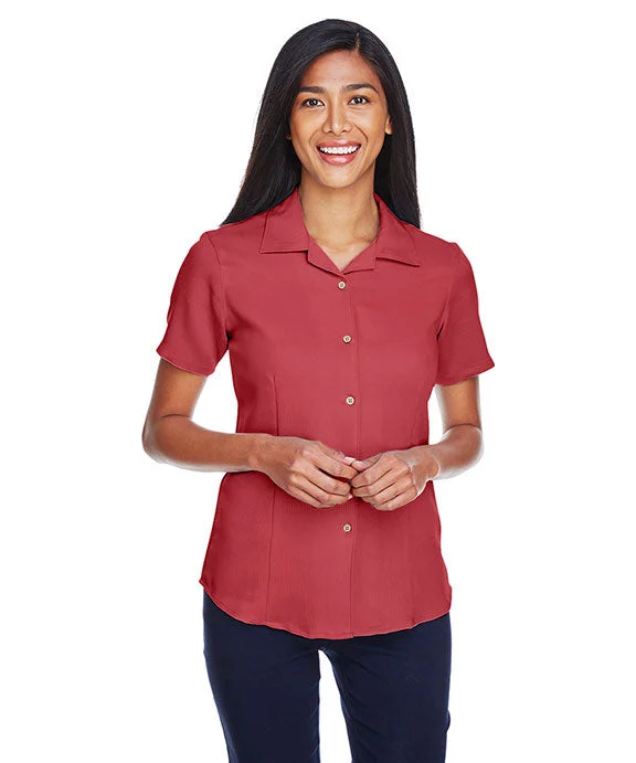 Short skirt design M570W - Harriton Ladies Bahama Cord Camp Shirt | Tile Red
