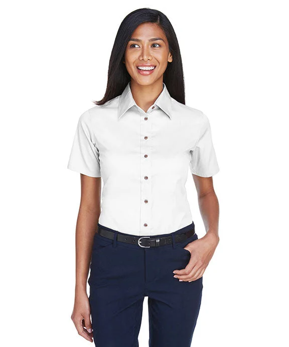 Spring Fashion M500SW - Harriton Ladies Easy Blend™ Short-Sleeve Twill Shirt with Stain-Release | White Spring Fashion M500SW - Harriton Ladies Easy Blend™ Short-Sleeve Twill Shirt with Stain-Release | White