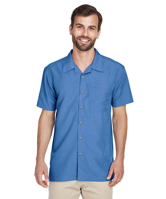 Classic Series M560 - Harriton Mens Barbados Textured Camp Shirt | Pool Blue