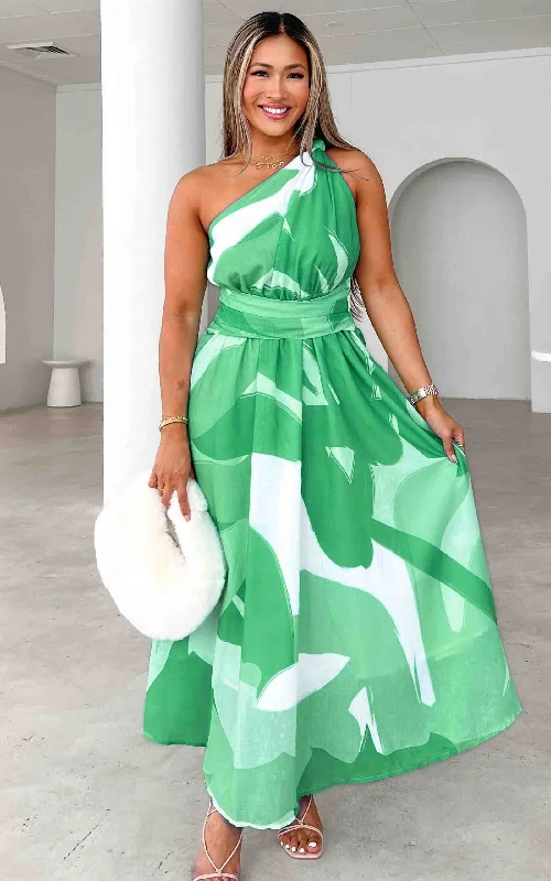 New Season Series Addison Maxi Dress - Green White Print