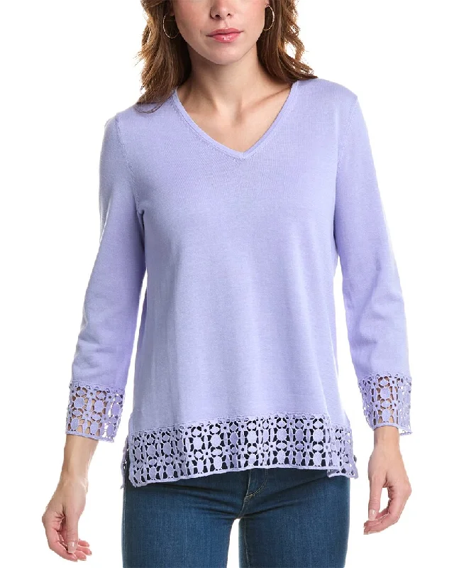 Relaxed Dresses Edinburgh Knitwear Lace V-Neck Sweater