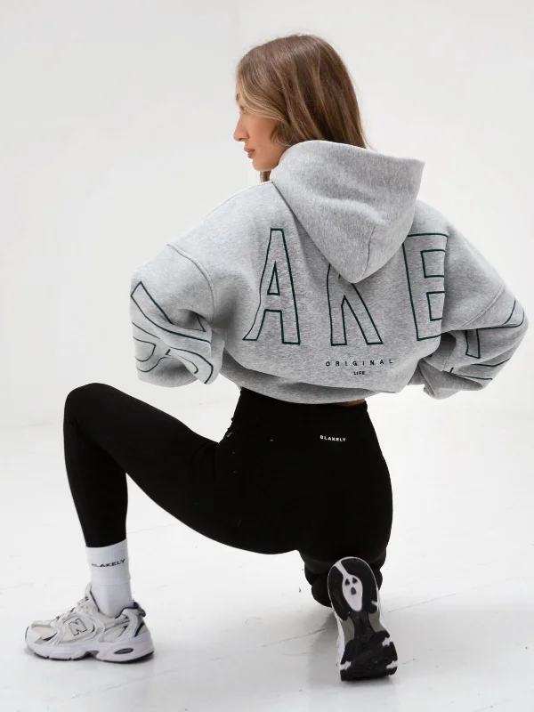 Retro Prints Embroidered Isabel Oversized Hoodie - Midnight Teal