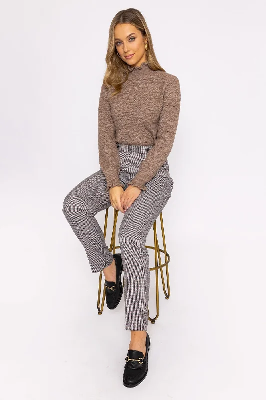 Simple Comfort Button Detail Tailored Pant in Park Check Print
