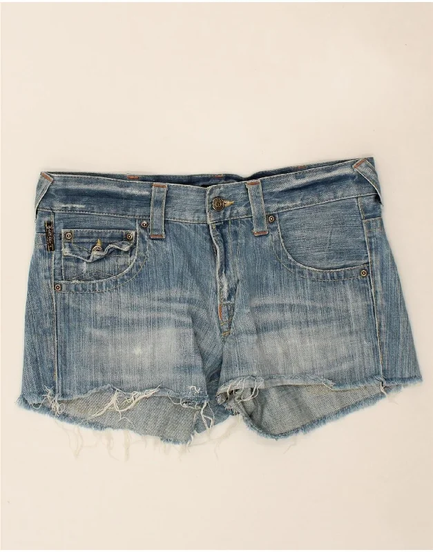Retro Fashion ARMANI Womens Denim Shorts W28 Medium Blue Cotton